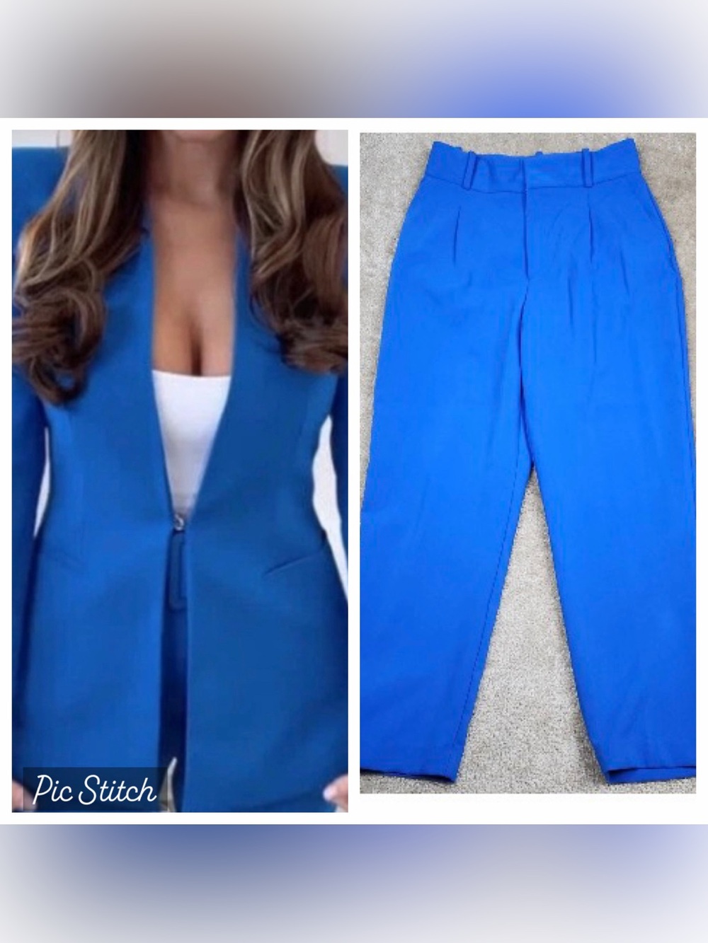 Zara Bright Blue blazer and pant set large